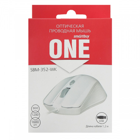 Оптическая мышь Smartbuy 352 ONE (sbm-352-wk), белая