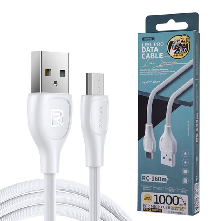 Дата-кабель Remax Lesu Pro RC-160m microUSB белый