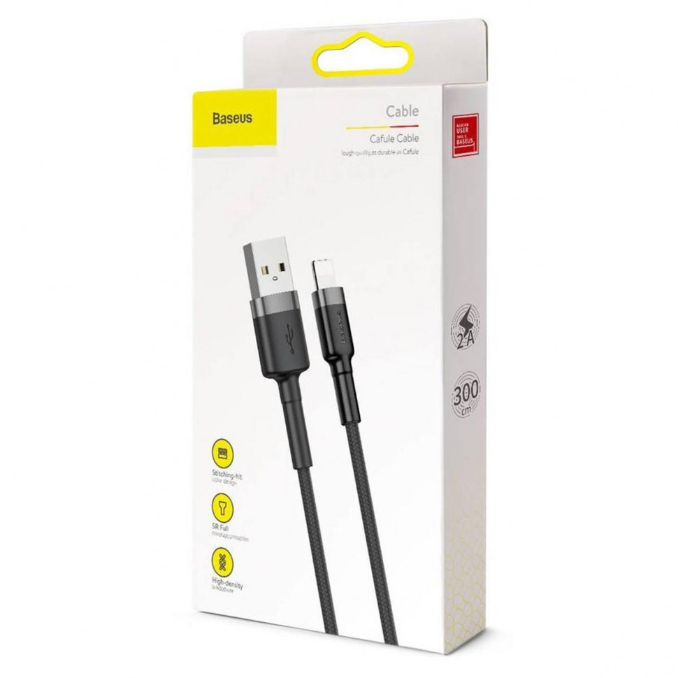 Дата-кабель Baseus Cafule Cable Lightning - USB 2,4А серый-черный черный