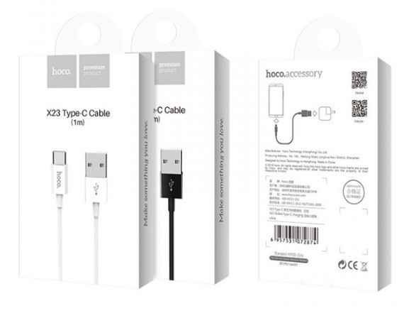 Кабель Hoco X23 Type-C - USB 3A белый