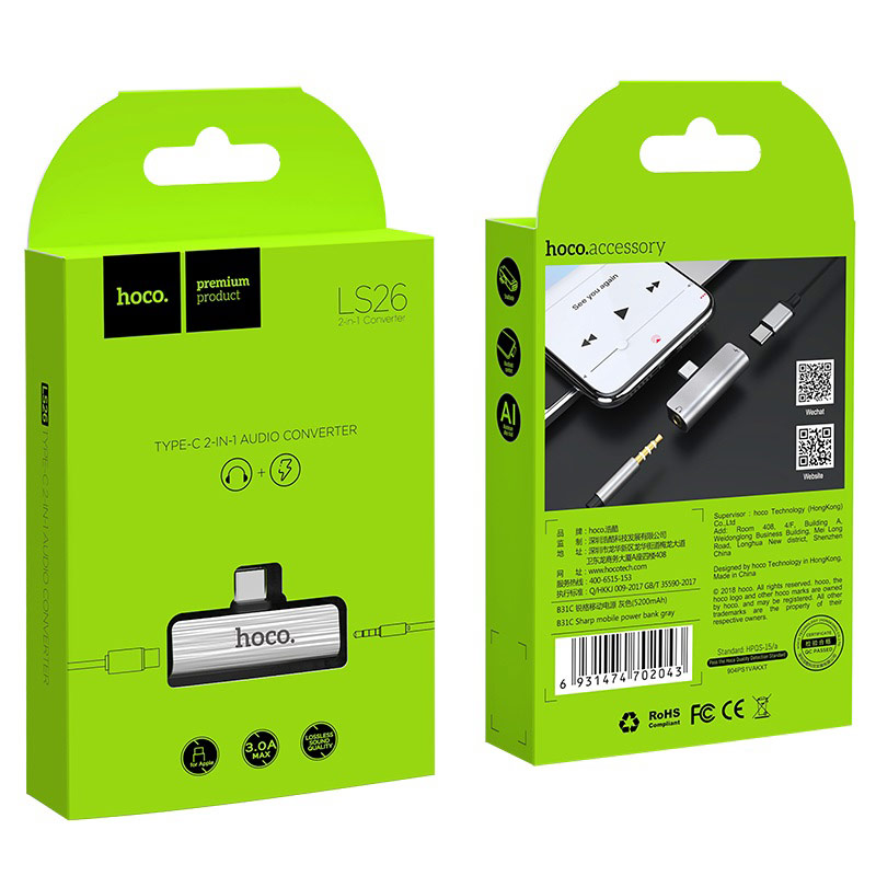 Переходник Hoco LS26 3.5mm & Type-C Audio Adapter