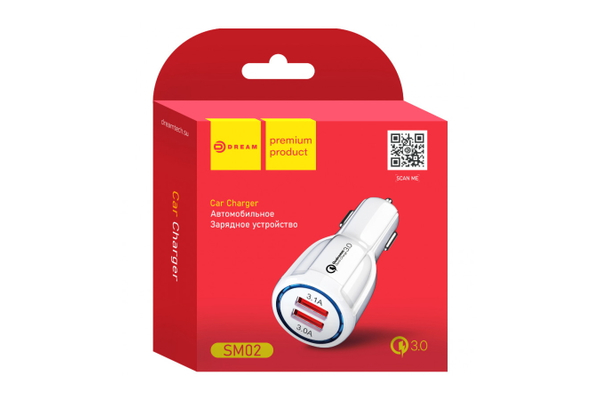 АЗУ DREAM SM02 QC3.0 3.1A белый