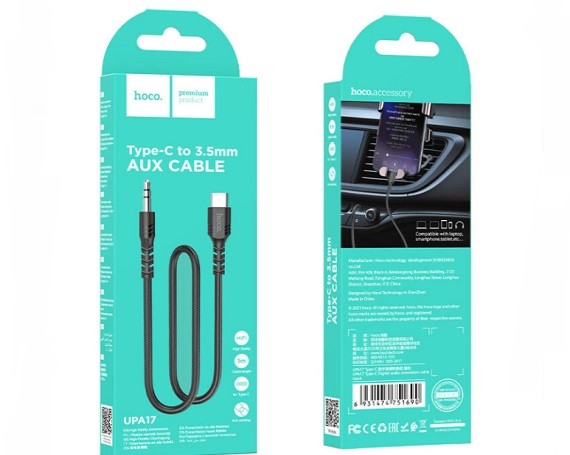 AUX-кабель Hoco UPA17 Type-C - 3.5мм, 1м, черный
