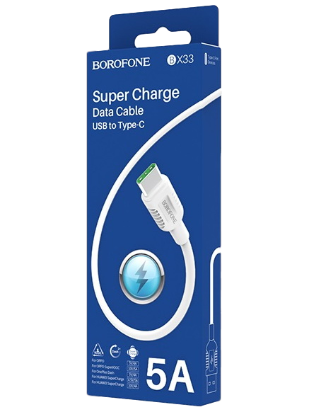Кабель Borofone BX33 5A Type-C - USB белый 1м