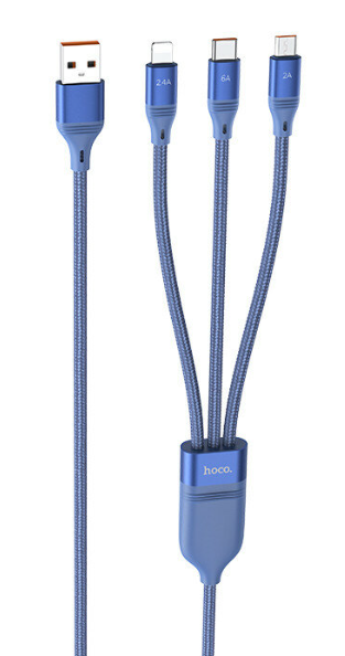 Кабель HOCO U104 USB-A Lightning+MicroUSB+Type-C