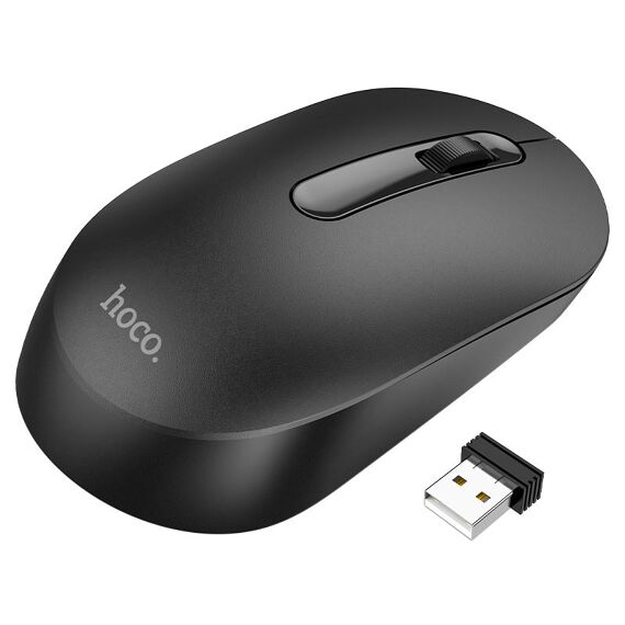 Беспроводная мышь HOCO GM14 Platinum, черный, подключение 2.4G, 1200DPI, 3D клавиши