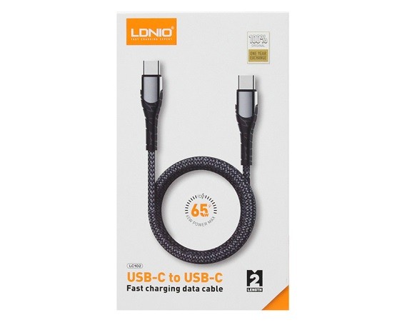 Кабель LDNIO C101 Type-C - Type-C серый, 65W 1м