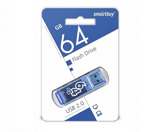 64GB USB-Flash, SmartBuy Glossy синий