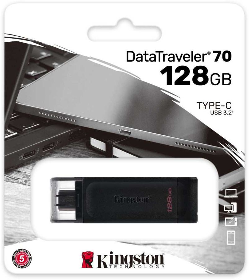 USB-Flash Kingston 128GB DataTraveler 70 черная Type-C