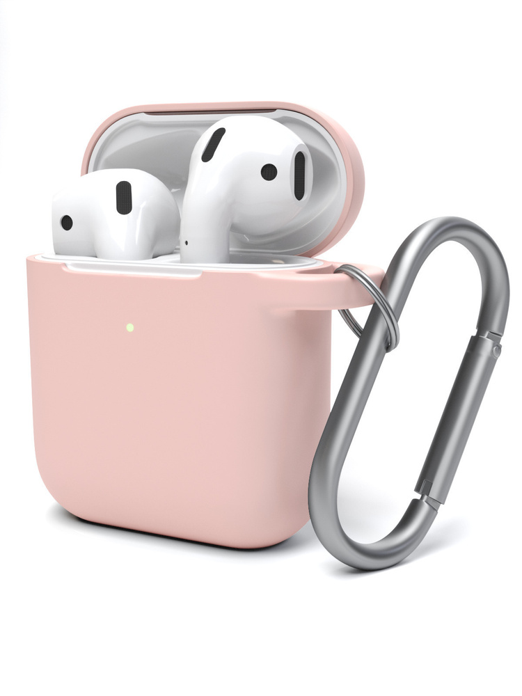 Чехол для Apple AirPods 1/2 розовый с карабином