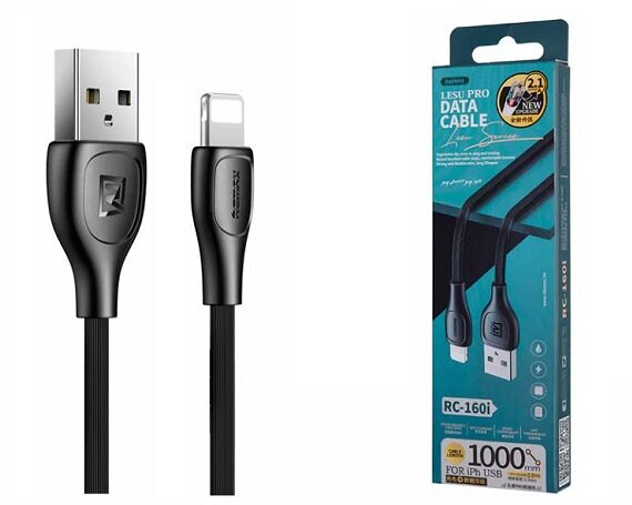 Дата-кабель Remax Lesu Pro RC-160i Lightning - USB 1м черный