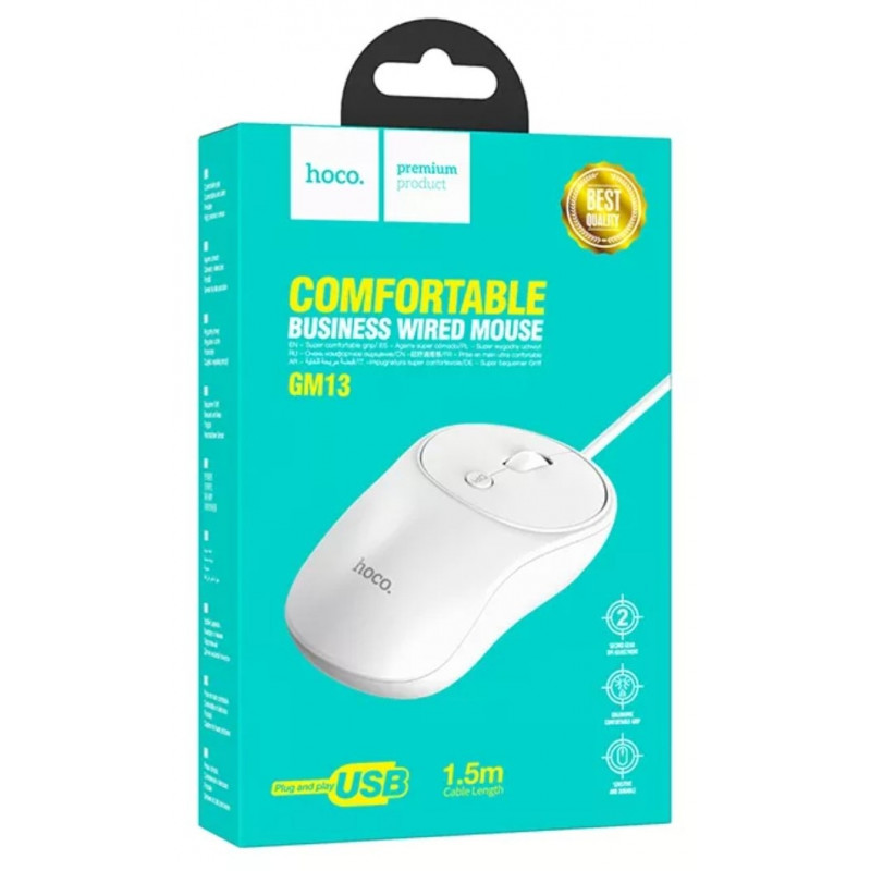 Мышь проводная HOCO GM13 белая USB
