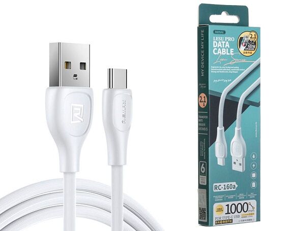 Кабель Remax RC-160a Type-C - USB белый, 1м