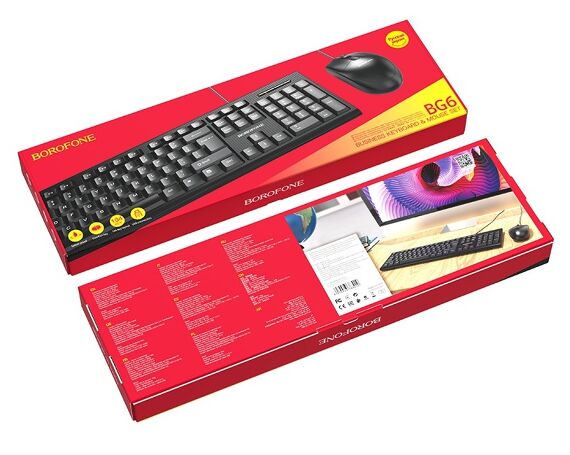 Набор клавиатура+мышь Borofone BG6 Business, черный, USB