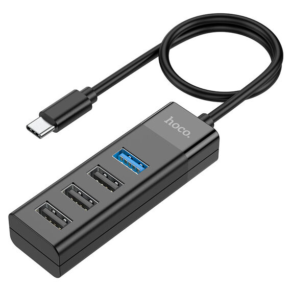 Type-C HUB Hoco HB25 4-in-1 (Type-C to USB3.0+USB2.0*3) черный