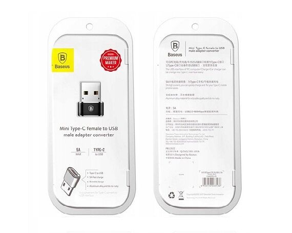 Переходник Baseus Type-C Female To USB male Adapter Converter (CAAOTG-01)