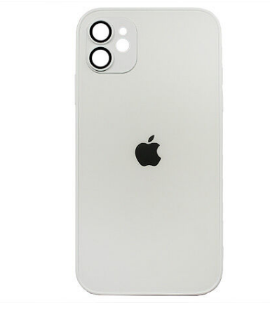 Чехол iPhone 11 Matte Glass, с яблоком, белый
