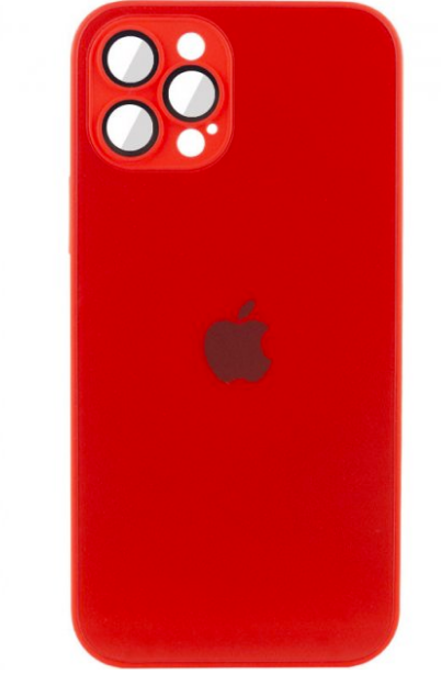 Чехол iPhone 11 Matte Glass, с яблоком, красный