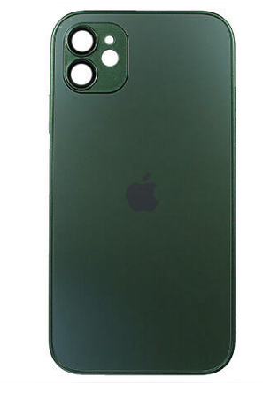 Чехол iPhone 11 Matte Glass, с яблоком, темно-зеленый