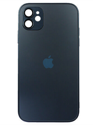 Чехол iPhone 11 Matte Glass, с яблоком, черный
