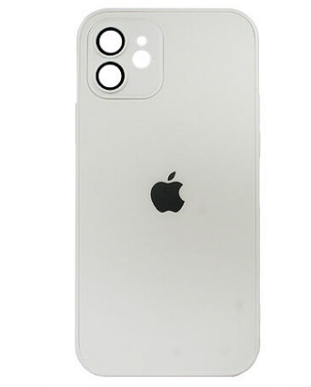 Чехол iPhone 12 Matte Glass, с яблоком, белый