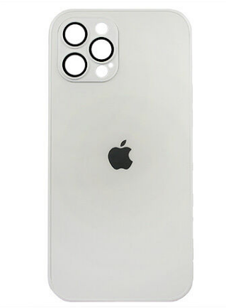 Чехол iPhone 12 Pro Max Matte Glass, с яблоком, белый