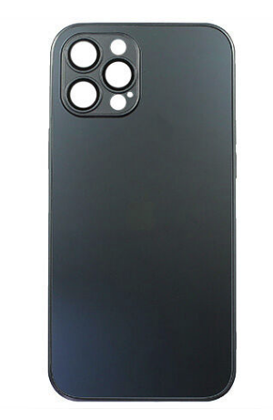 Чехол iPhone 12 Pro Max Matte Glass, с яблоком, черный