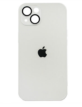 Чехол iPhone 13 Matte Glass, с яблоком, белый
