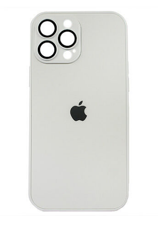 Чехол iPhone 13 Pro Max Matte Glass, с яблоком, белый