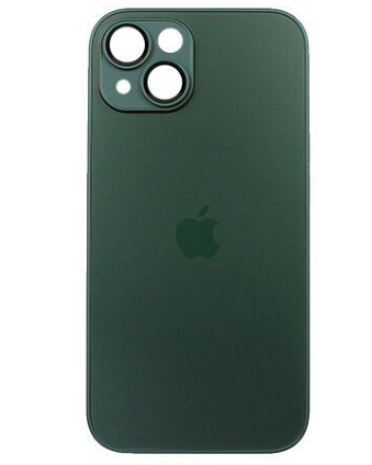 Чехол iPhone 14 Matte Glass, с яблоком, темно-зеленый
