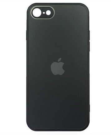 Чехол iPhone 7/8/SE 2020/SE 2022 Matte Glass, с яблоком, черный