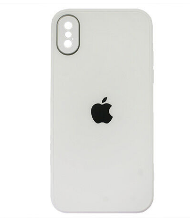 Чехол iPhone X/XS Matte Glass, с яблоком, белый