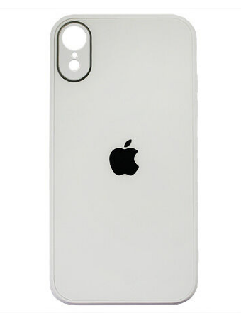 Чехол iPhone XR Matte Glass, с яблоком, белый