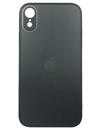 Чехол iPhone XR Matte Glass, с яблоком, черный