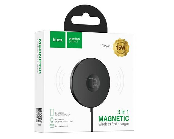 Беспроводное зарядное устройство qi Hoco CW41 3в1 черный
