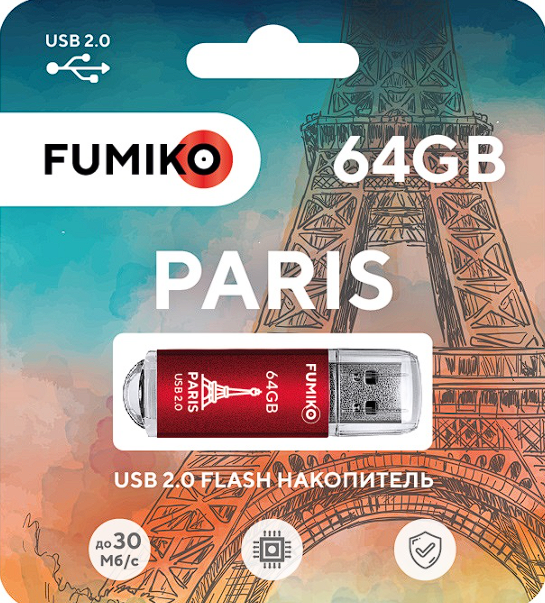 USB-Flash 64GB Fumiko Paris красная