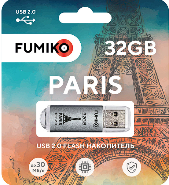 USB-Flash 32GB Fumiko Paris серая