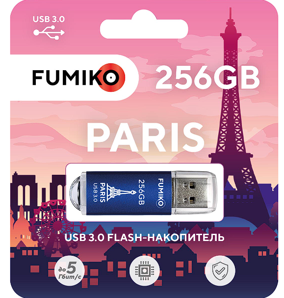 USB-Flash 256GB Fumiko Paris синяя