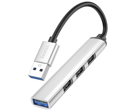 USB HUB Hoco HB26 4-in-1 (USB to USB3.0+USB2.0*3) серый