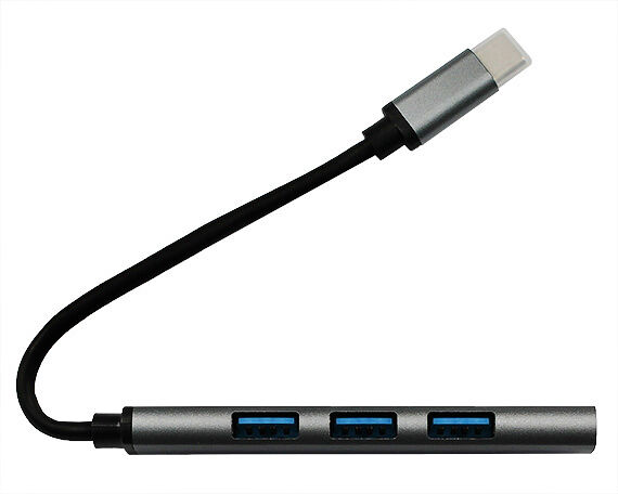 Type-C HUB Kstati U4-C 4 в 1 (Type-C - USB3.0+USB2.0*3) серый