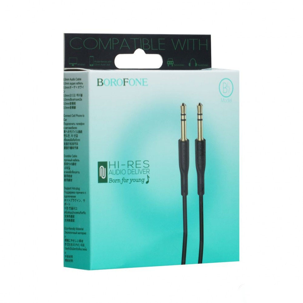 AUX кабель Borofone BL1 3.5мм - 3.5мм, 1м, черный