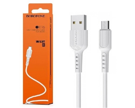 Кабель Borofone BX16 microUSB - USB белый, 1м