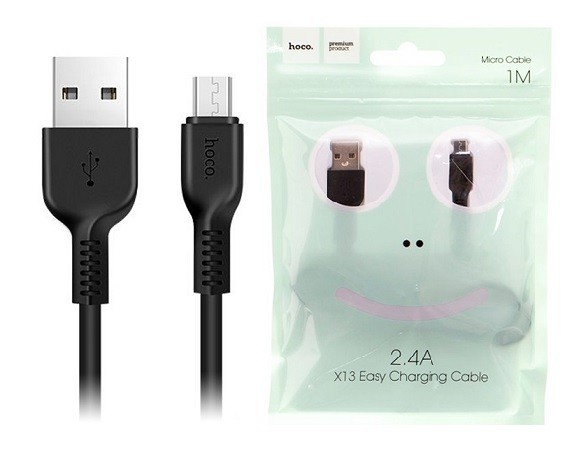 Кабель Hoco X13 microUSB - USB черный, 1м