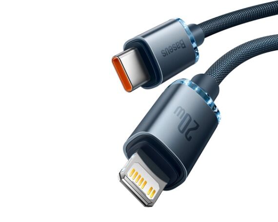 Кабель Baseus Crystal Shine Series Cable Type-C - Lightning PD 20W черный, 1,2м (CAJY000201)