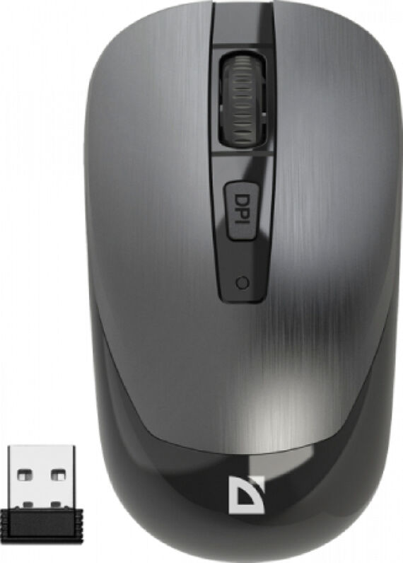 Беспроводная оптическая мышь Defender Wave MM-995 4D, 800-1600dpi, бесшумная, серый