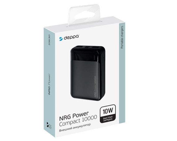 Внешний аккумулятор Power Bank 10000 mAh Deppa 2A, черный