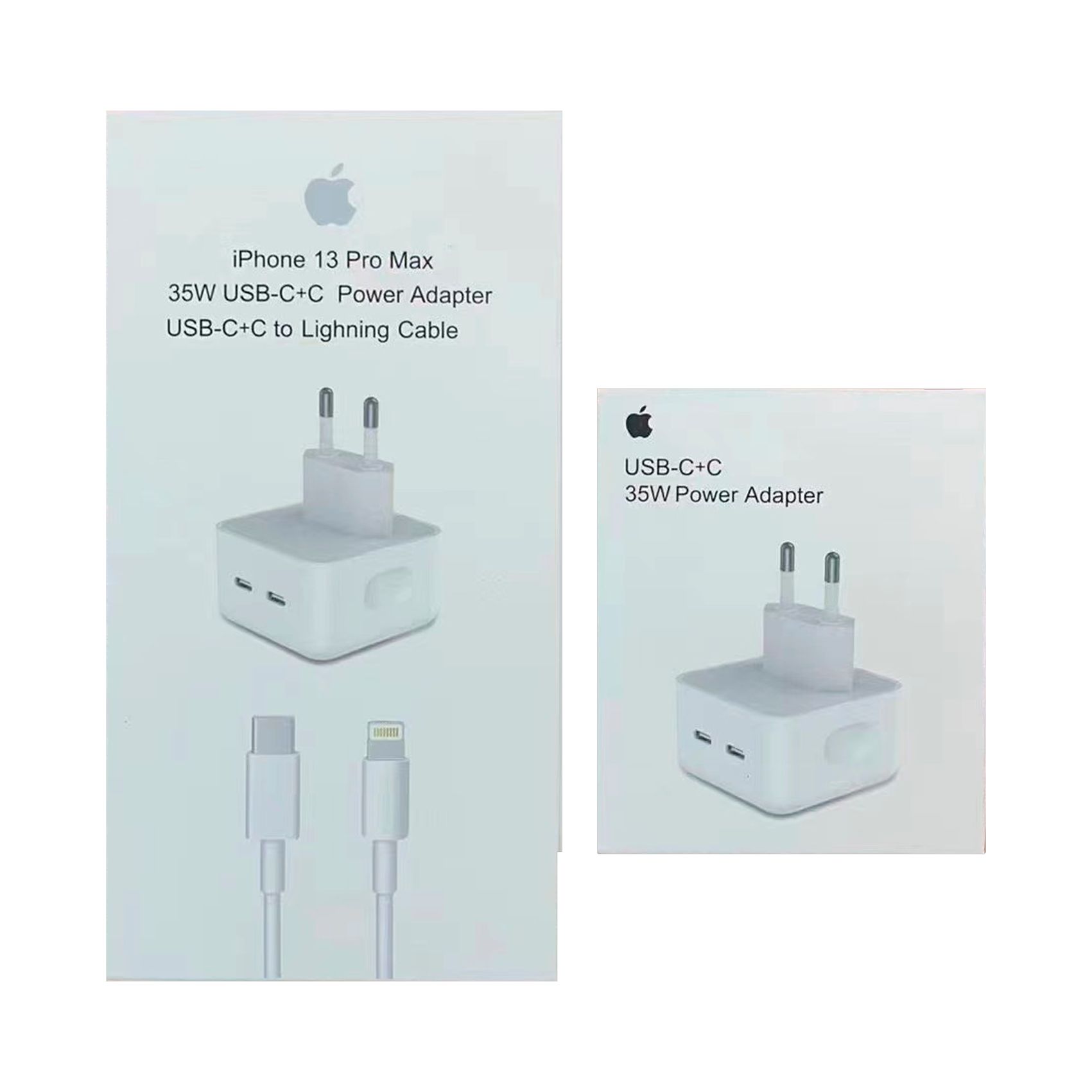 Сетевое зарядное устройство с двумя портами Type-C 35w , Блок питания USB-C+C для Apple