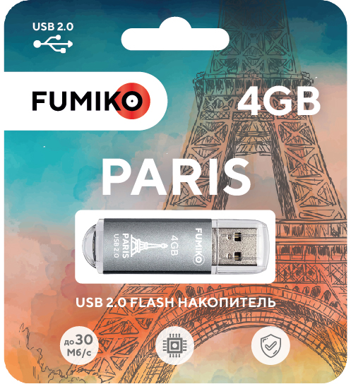 USB-Flash 4GB Fumiko Paris серая