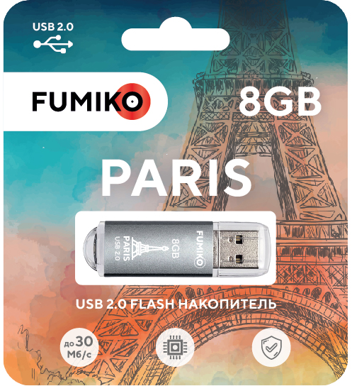 USB-Flash 8GB Fumiko Paris серая