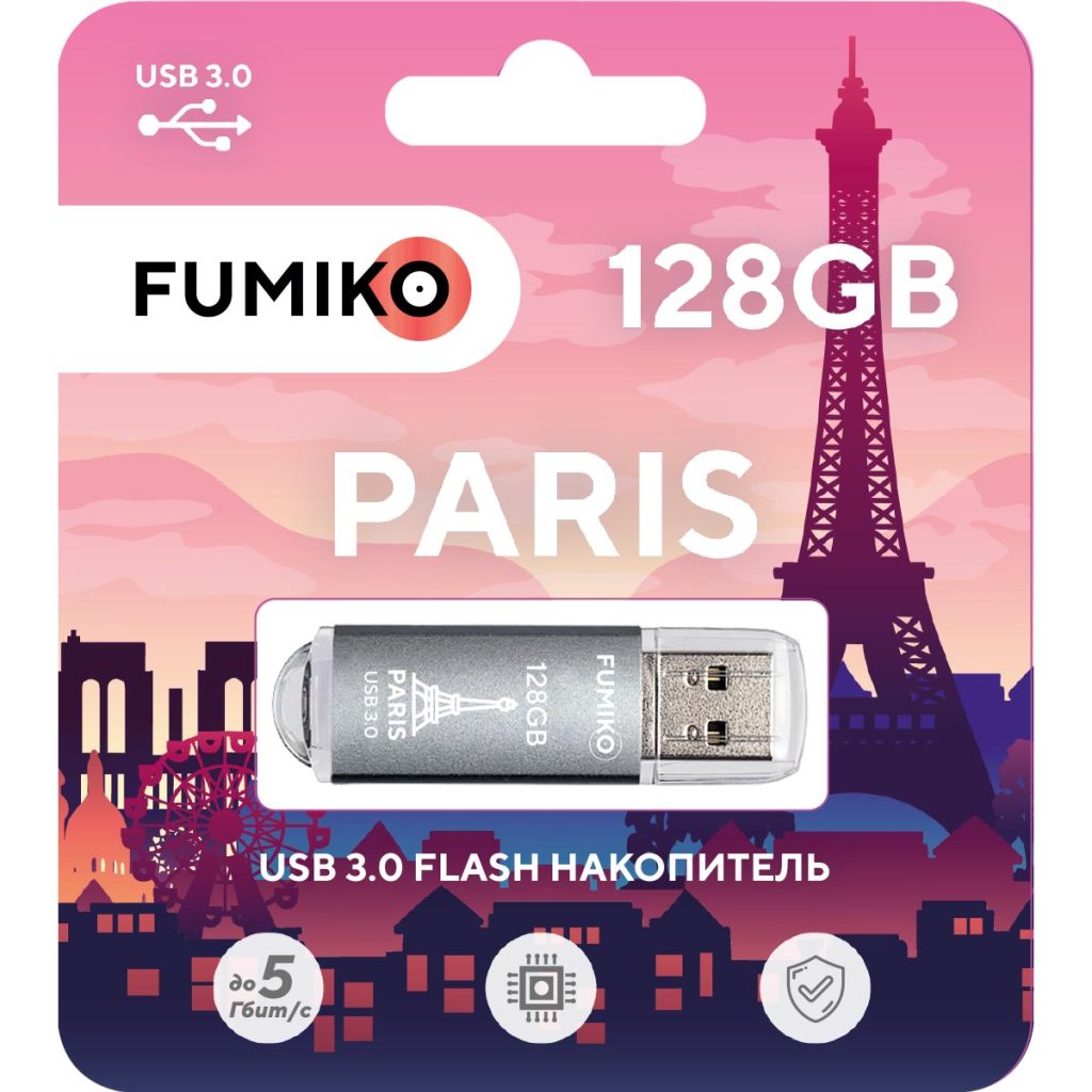 USB-Flash 128GB Fumiko Paris серая